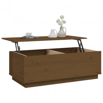 Măsuță de cafea, maro miere, 100x50x35 cm, lemn masiv de pin - Img 8