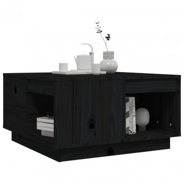 Măsuță de cafea, negru, 60x61x32,5 cm, lemn masiv de pin - Img 4