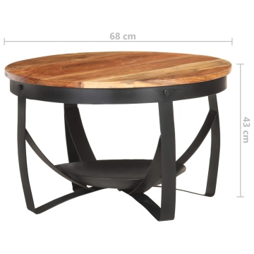 Măsuță de cafea, Ø68 x 43 cm, lemn masiv de acacia - Img 5