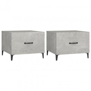 Măsuță de cafea picioare metalice 2 buc. gri beton 50x50x40 cm - Img 2