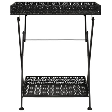 Măsuță de ceai pliabilă stil vintage negru 58x35x72 cm metal - Img 1