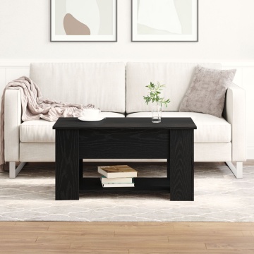 Mesă de cafea din stejar negru 79x49x41 cm din lemn stratificat - Img 1