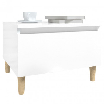 Mese laterale 2 buc. alb extralucios 50x46x35 cm lemn compozit - Img 8