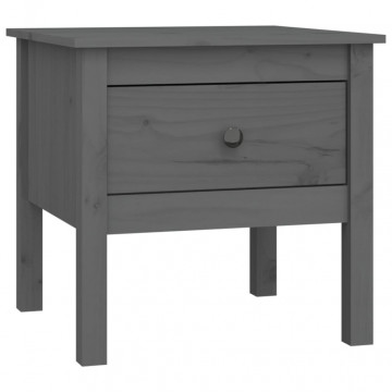 Mese laterale, 2 buc., gri, 50x50x49 cm, lemn masiv de pin - Img 3