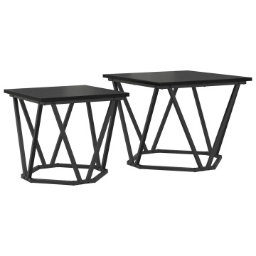 Mese Laterale 2 buc Negru Stejar Compus - Img 2