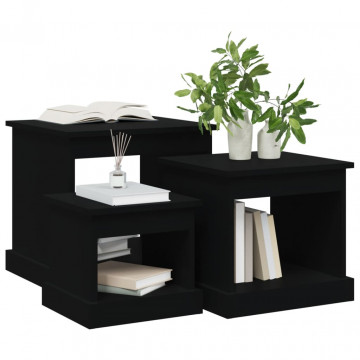 Mese suprapuse, 3 buc., negru, lemn prelucrat - Img 4