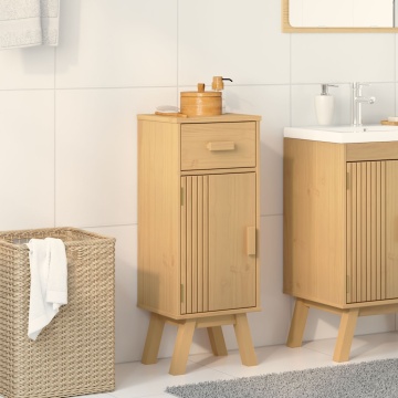 Mobilier de baie 35x30x90 cm din lemn masiv de pin - Img 4