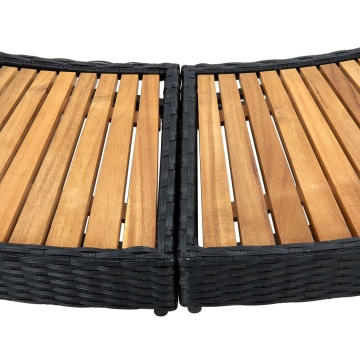 Mobilier de împrejmuire spa, negru, poliratan și lemn de acacia - Img 6