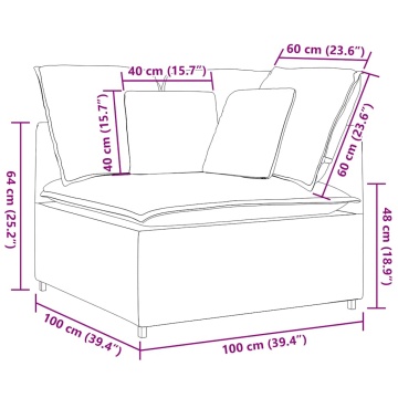 Modul modular de colț pentru canapea cu perne gri deschis 100cm - Img 7