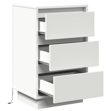 Noptieră cu LED Alb 39x34.5x65 cm Lemn prelucrat - Img 4