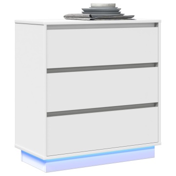 Noptieră cu LED, alb, 71x34,5x75 cm, lemn prelucrat - Img 3