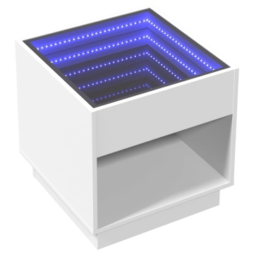 Noptieră cu LED infinity, alb, 50x50x50 cm - Img 3