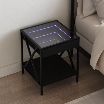 Noptieră cu LED infinity, negru, 40x40x49 cm - Img 1