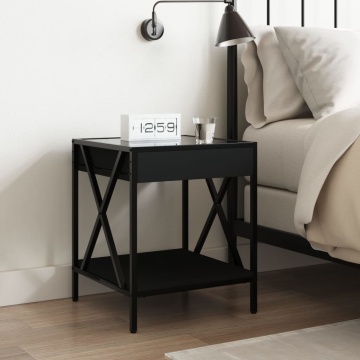 Noptieră cu LED infinity, negru, 40x40x49 cm - Img 4
