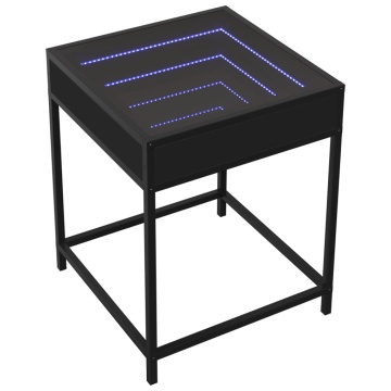 Noptieră cu LED infinity, negru, 40x40x51 cm - Img 3