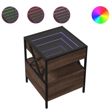 Noptieră cu LED infinity, stejar maro, 40x40x51 cm - Img 2