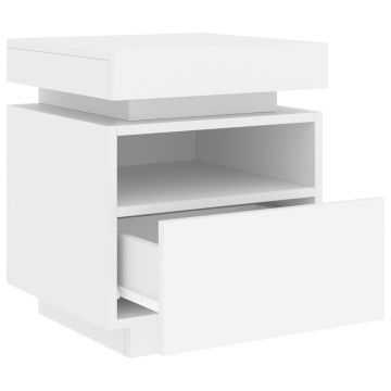 Noptieră cu lumini LED, alb, 40x39x48,5 cm - Img 5
