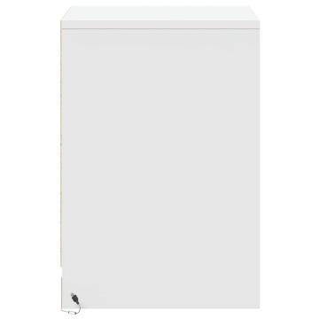Noptieră cu lumini LED, alb, lemn prelucrat - Img 6