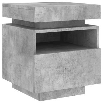 Noptieră cu lumini LED, gri beton, 40x39x48,5 cm - Img 8