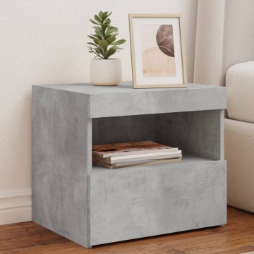 Noptieră cu lumini LED, gri beton, 50x40x45 cm - Img 1