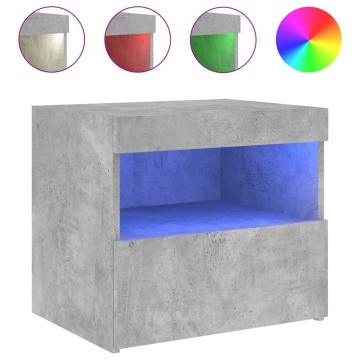 Noptieră cu lumini LED, gri beton, 50x40x45 cm - Img 2