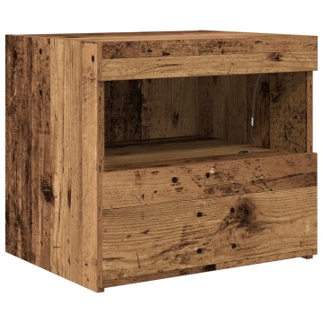 Noptieră cu lumini LED Lemn vechi 50x40x45 cm - Img 2