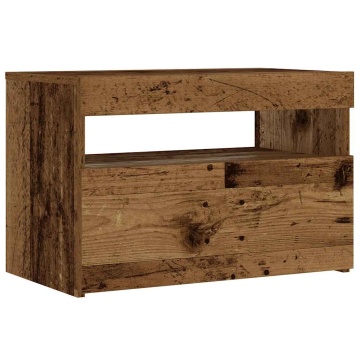 Noptiera cu lumini LED Lemn vechi 60x35x40 cm Lemn prelucrat - Img 3