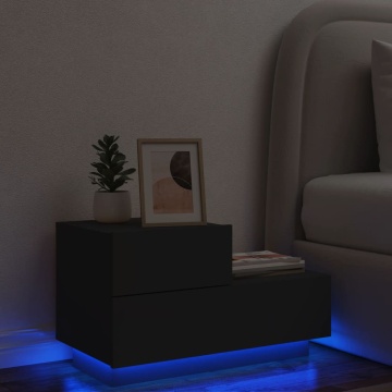 Noptieră cu lumini LED, negru, 70x36x40,5 cm - Img 1