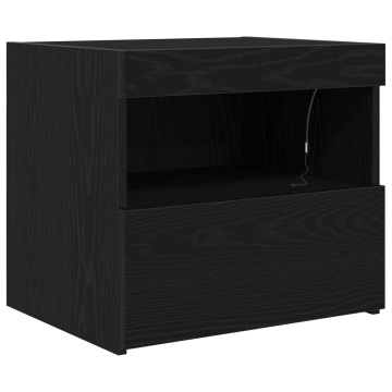 Noptieră cu Lumini LED Stejar Negru 50x40x45 cm - Img 2