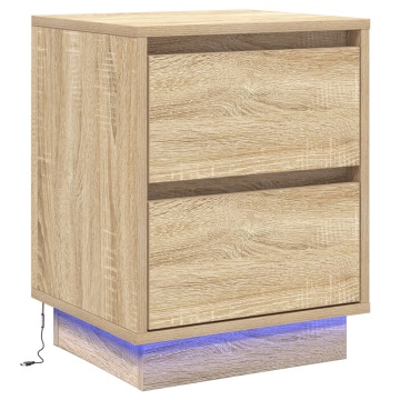 Noptieră cu lumini LED Stejar Sonoma 39x34.5x50 cm - Img 2