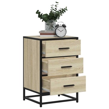 Noptiera din stejar Sonoma 40x34,5x60cm lemn prelucrat si metal - Img 4