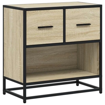 Noptiera din stejar Sonoma 60x31x60 cm lemn prelucrat si metal - Img 2