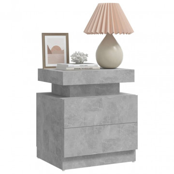 Noptieră, gri beton, 45x35x52 cm, lemn prelucrat - Img 3