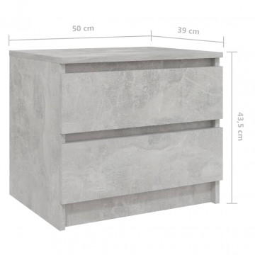 Noptieră, gri beton, 50x39x43,5 cm, PAL - Img 5