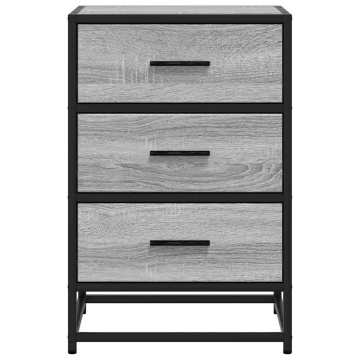 Noptiera gri Sonoma 40x34,5x60 cm lemn prelucrat si metal - Img 8