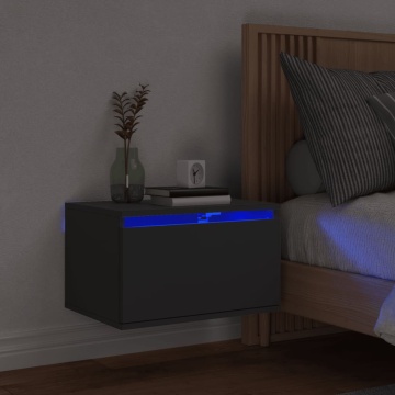 Noptieră montată pe perete cu lumini LED, negru - Img 1