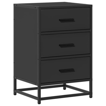 Noptiera neagra 40x34,5x60 cm lemn prelucrat si metal - Img 2