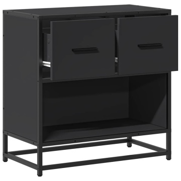 Noptiera neagra 60x31x60 cm lemn prelucrat si metal - Img 7