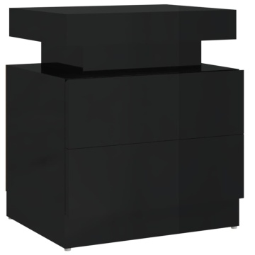 Noptieră, negru extralucios, 45x35x52 cm, lemn prelucrat - Img 2