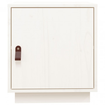 Noptiere, 2 buc., alb, 40x34x45 cm, lemn masiv de pin - Img 5