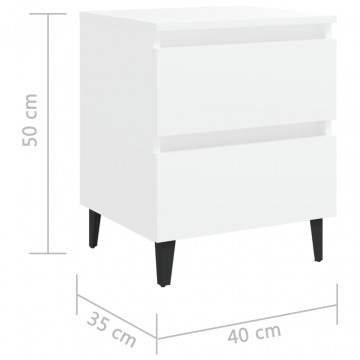 Noptiere, 2 buc., alb, 40x35x50 cm, PAL - Img 7