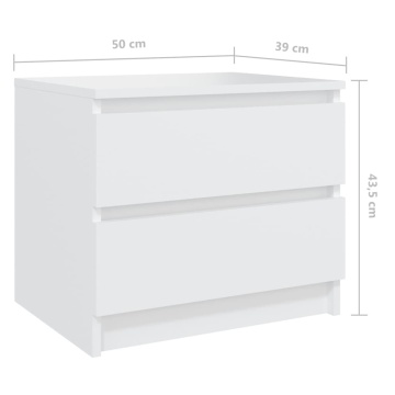 Noptiere, 2 buc., alb, 50x39x43,5 cm, PAL - Img 6