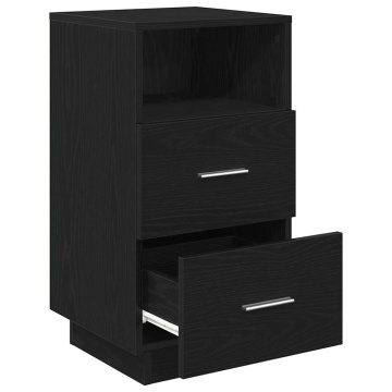 Noptiere 2 buc cu 2 sertare Negru 36x36x68 cm - Img 8