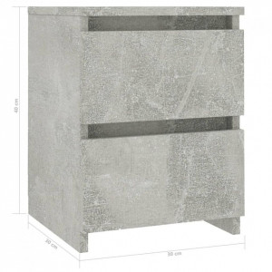 Noptiere, 2 buc., gri beton, 30 x 30 x 40 cm, PAL - Img 6