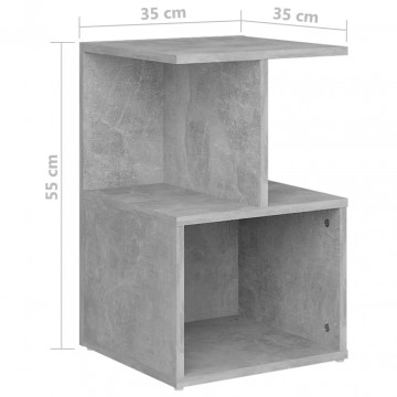 Noptiere, 2 buc., gri beton, 35x35x55 cm, PAL - Img 5