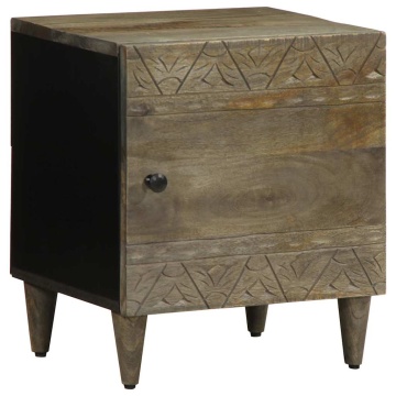 Noptiere 2 buc Gri deschis 40x33x46 cm Lemn masiv de mango - Img 2