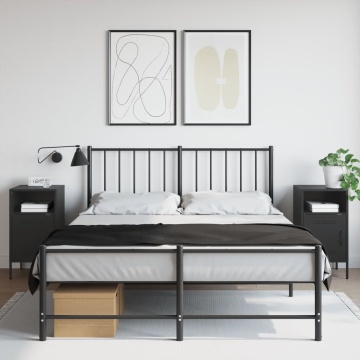 Noptiere, 2 buc., negru, 36x39x68 cm, oțel laminat la rece - Img 1