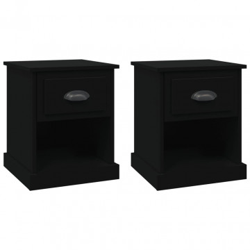 Noptiere, 2 buc, negru, 39x39x47,5 cm, lemn prelucrat - Img 2
