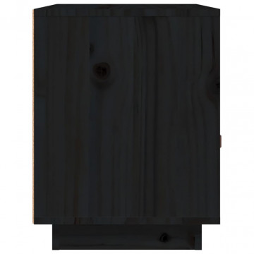 Noptiere, 2 buc., negru, 40x34x45 cm, lemn masiv de pin - Img 7