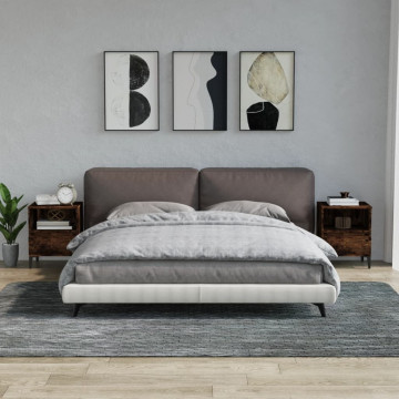 Noptiere, 2 buc., stejar fumuriu, 40x35x50 cm - Img 1